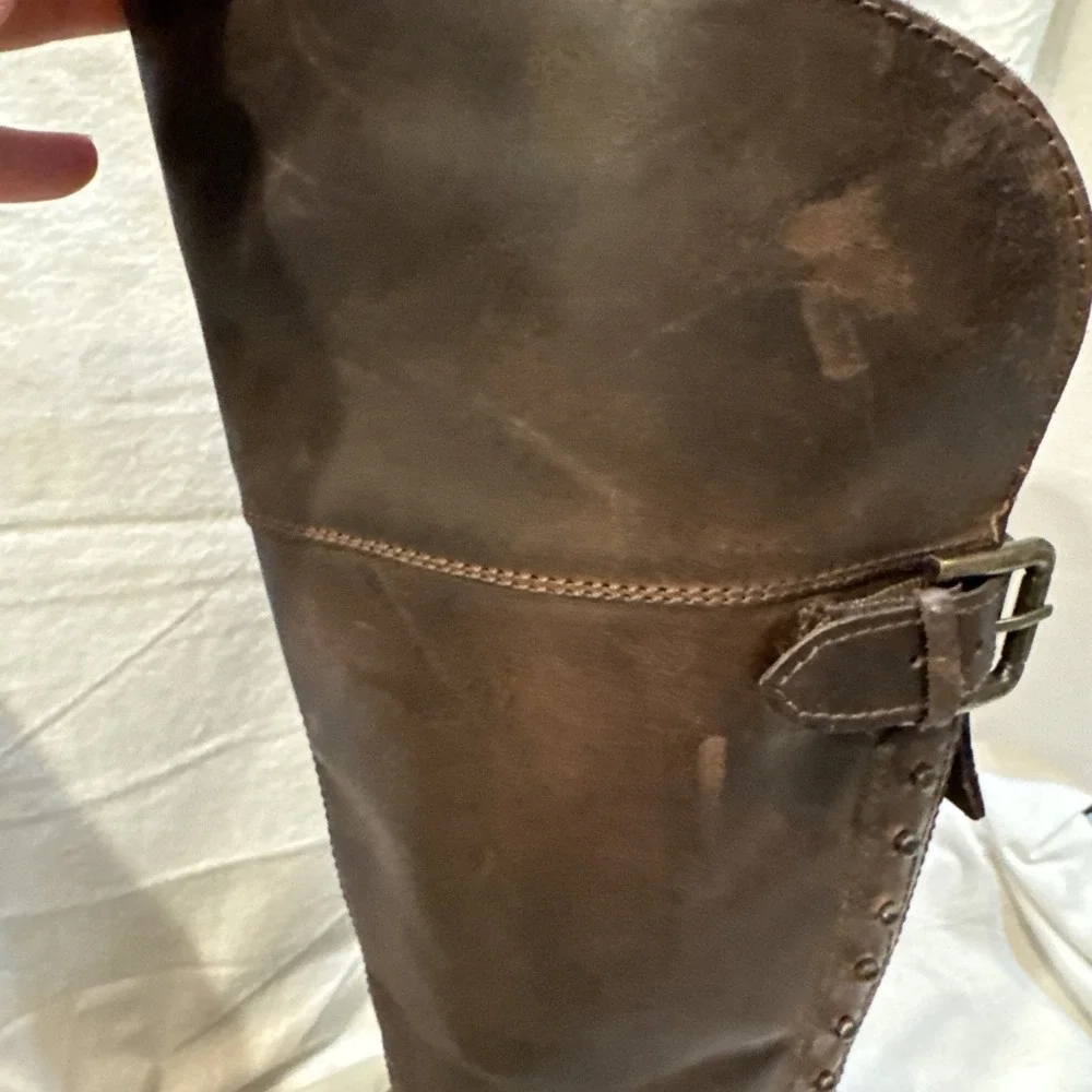 Diba Knee High Riding Boots‎ Sutton Leather 60209 Women's Size 6.5 Rivets Zip Up
